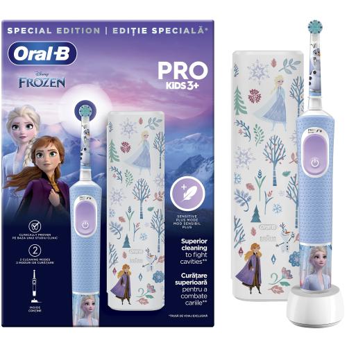 Oral-B Frozen Pro Kids Superior Cleaning to Fight Cavities 3+ Years Super Soft Παιδική Ηλεκτρική Οδοντόβουρτσα για πολύ Απαλό Καθαρισμό που Βοηθά στην Προστασία από την Τερηδόνα 1 Τεμάχιο 